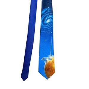 Vintage 1991 Star Trek Ralph Marlin Tie Blue Galaxy‎ USS Enterprise Space Men